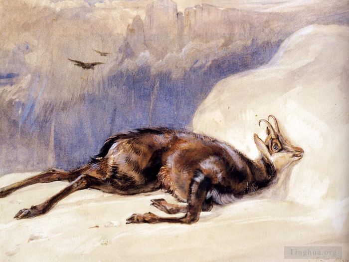 John Frederick Lewis Oil Painting - The Chamois Sketched In The tyrol animal John Frederick Lewis