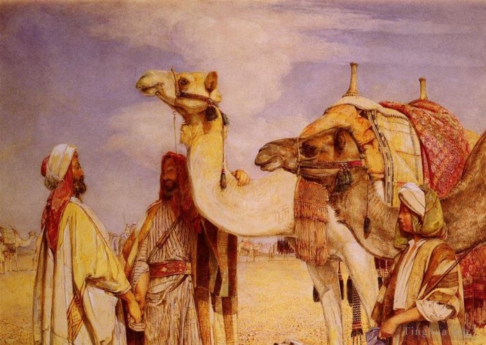 John Frederick Lewis Oil Painting - The Greeting In the Desert Egypt