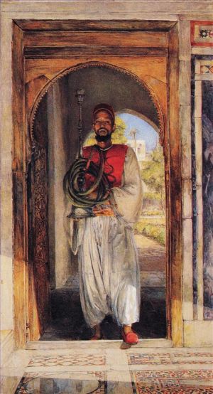 Antique Oil Painting - The Pipe bearer
