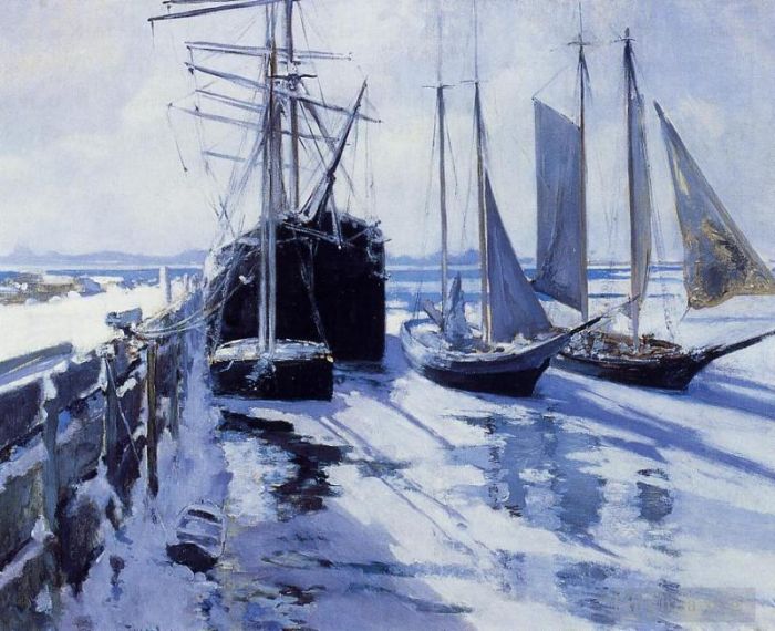 John Henry Twachtman Oil Painting - Connecticut Shore Winter