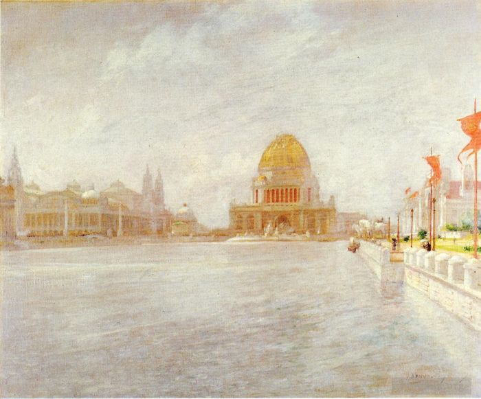 John Henry Twachtman Oil Painting - Court of Honor Worlds Columbian Exposition