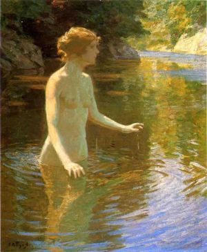 Artist John Henry Twachtman's Work - Enchanted Pool Impressionist nude