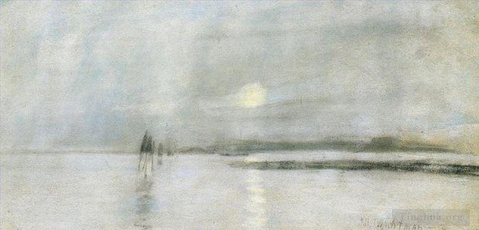 John Henry Twachtman Oil Painting - Moonlight Flanders