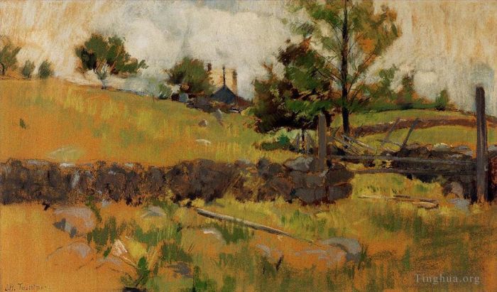 John Henry Twachtman Oil Painting - Spring Landscape