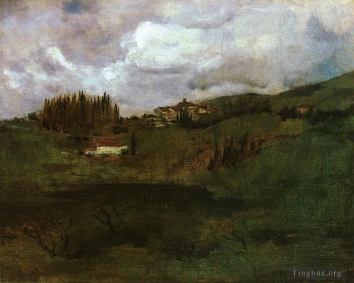 John Henry Twachtman Oil Painting - Tuscan Landscape