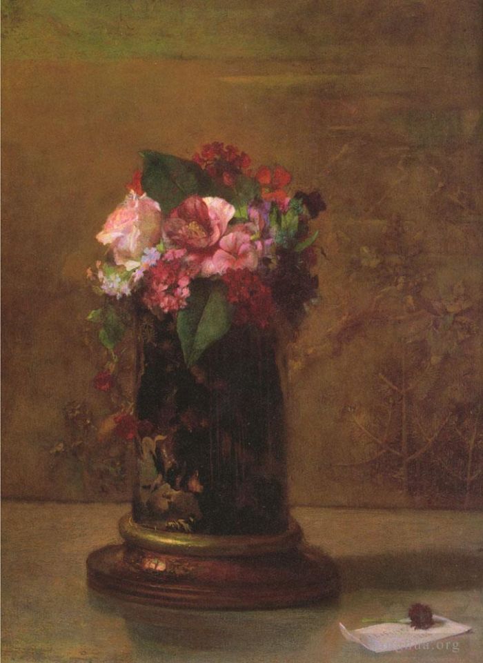 John LaFarge Oil Painting - Flowers in JapaneseVase