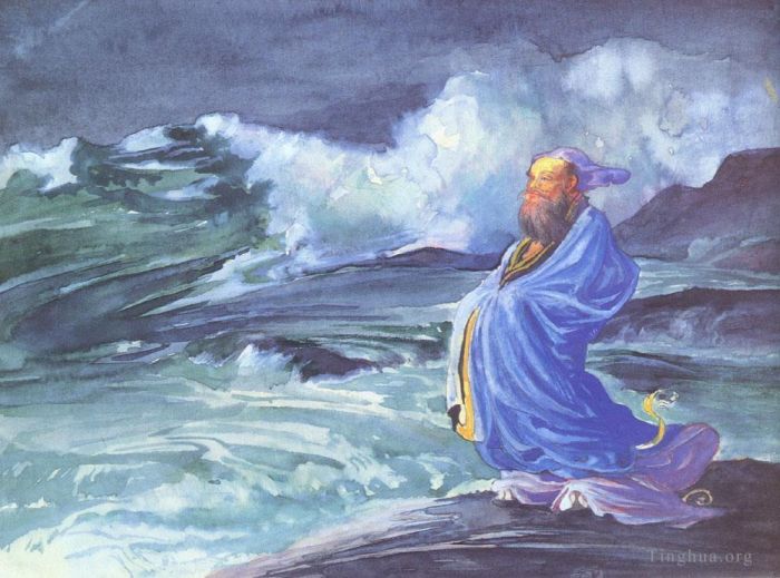 John LaFarge Various Paintings - A Rishi Calling up a Storm