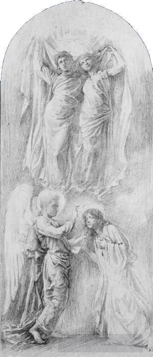 John LaFarge Various Paintings - Angel Sealing The Servants Of God