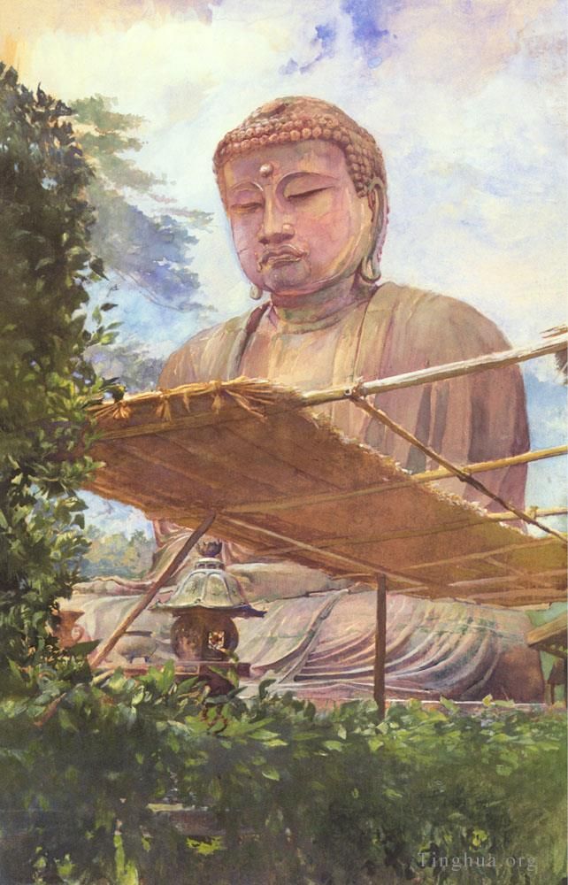 John LaFarge Various Paintings - The Great Statue of Amida Buddha at Kamakura