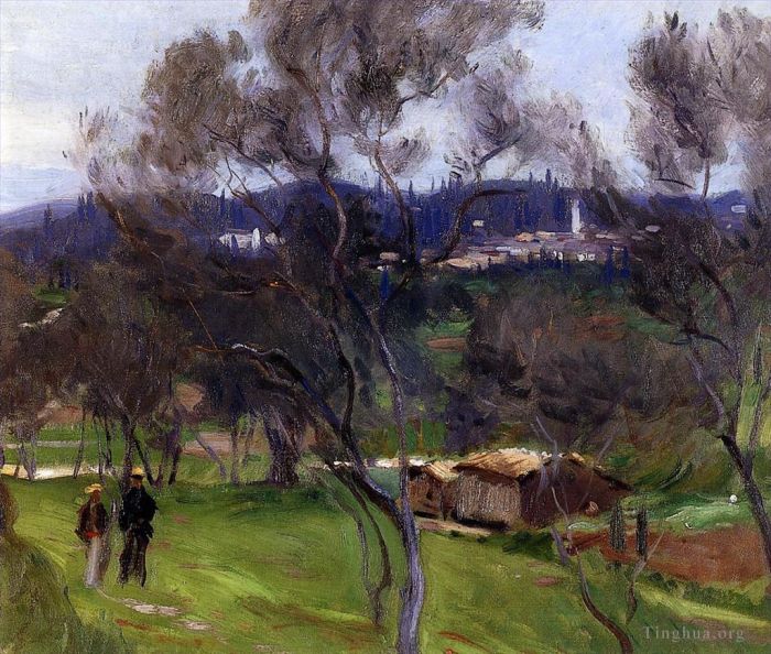 John Singer Sargent Oil Painting - 4 Olive Trees Corfu