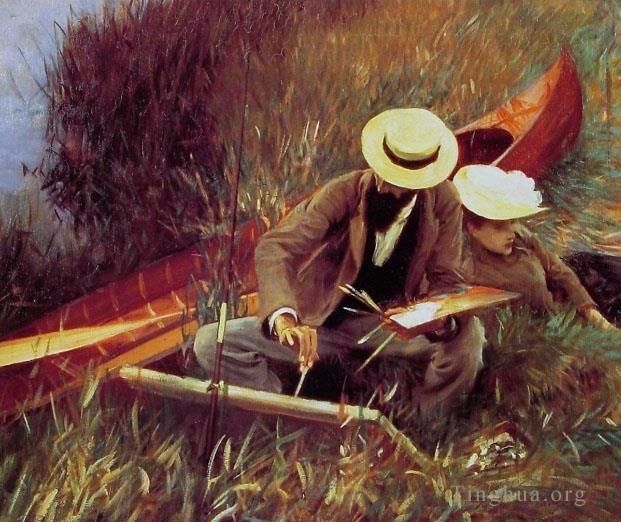John Singer Sargent Oil Painting - 4Sargent Paul Helleu Sketching with his Wife