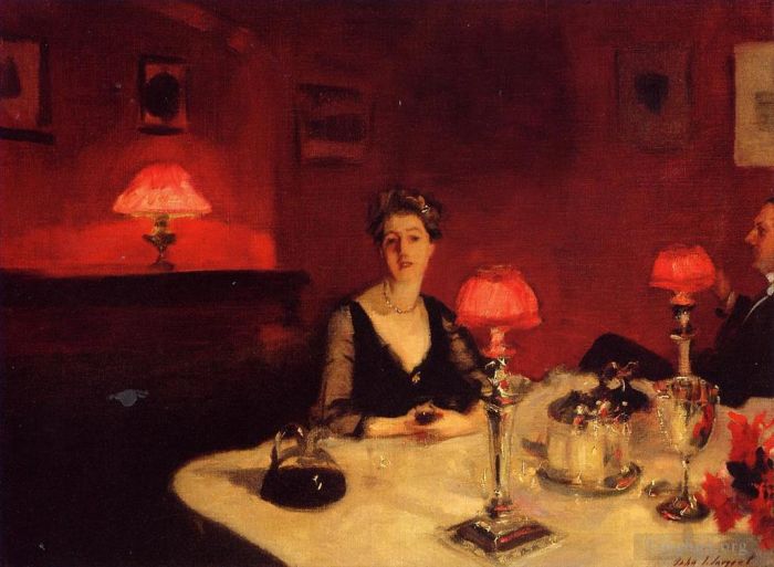 John Singer Sargent Oil Painting - A Dinner Table at Night portrait