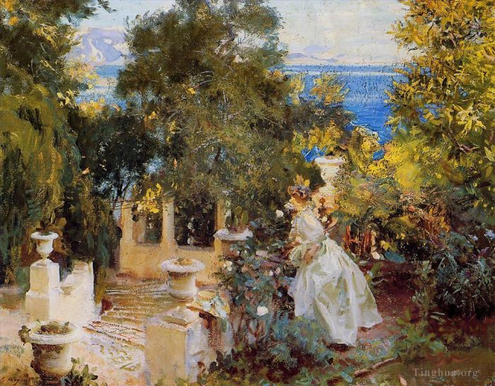 John Singer Sargent Oil Painting - A Garden in Corfu