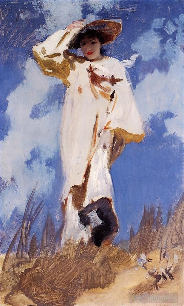 John Singer Sargent Oil Painting - A Gust of Wind