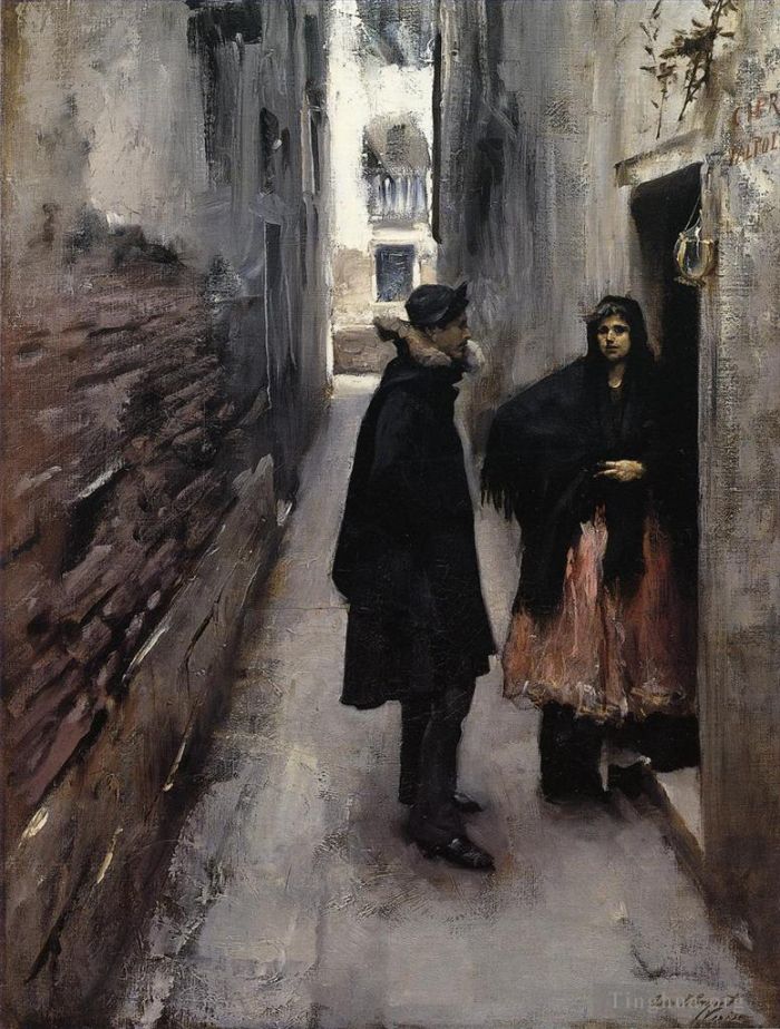 John Singer Sargent Oil Painting - A Street in Venice