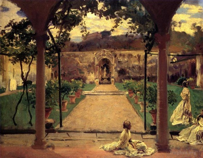 John Singer Sargent Oil Painting - At Torre Galli Ladies in a Garden