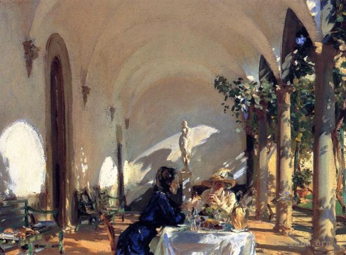 John Singer Sargent Oil Painting - Breakfast in the Loggia