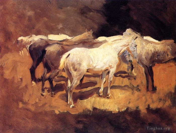 John Singer Sargent Oil Painting - Horses at Palma