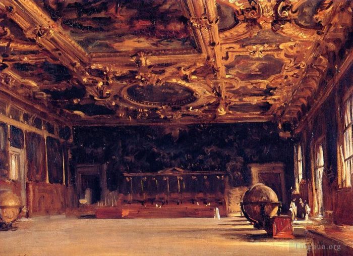 John Singer Sargent Oil Painting - Interior of the Doges Palace