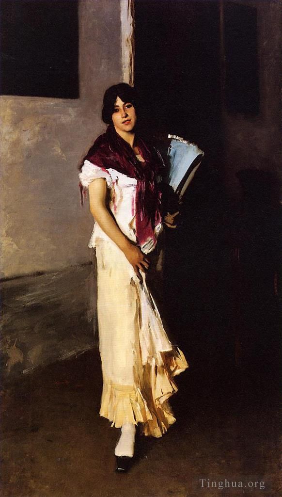 John Singer Sargent Oil Painting - Italian Girl with Fan portrait