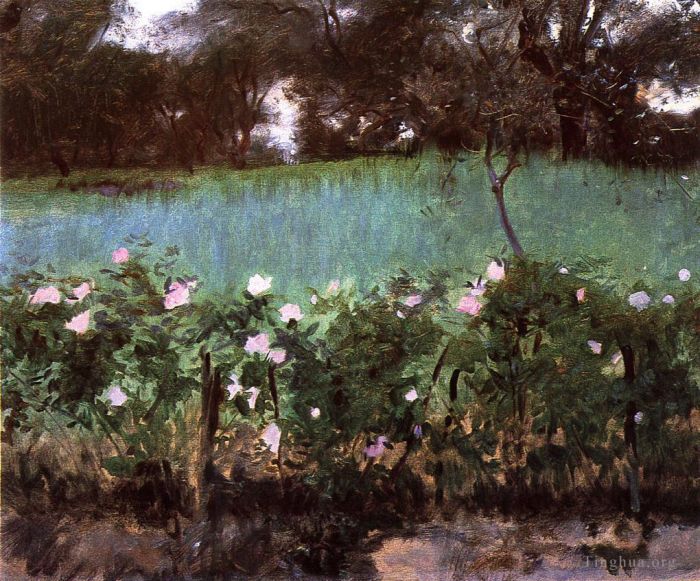 John Singer Sargent Oil Painting - Landscape with Rose Trellis