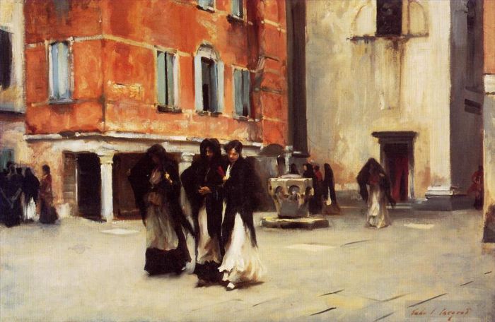 John Singer Sargent Oil Painting - Leaving Church Campo San Canciano Venice
