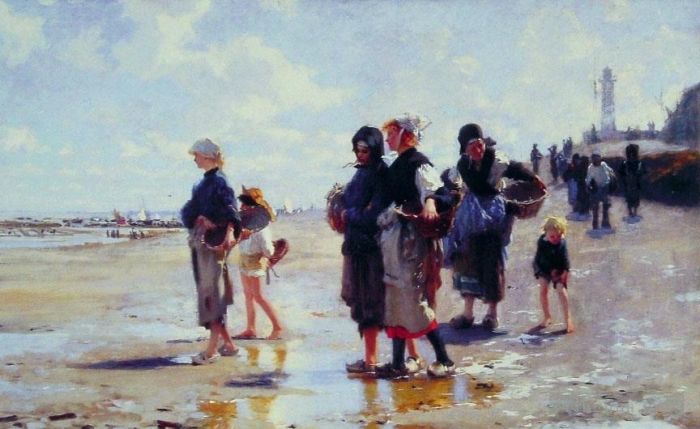 John Singer Sargent Oil Painting - Oyster Gatherers of Cancale