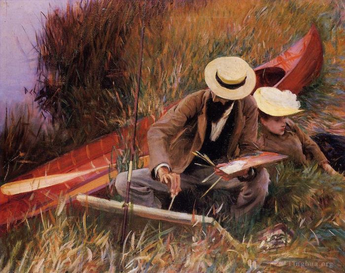 John Singer Sargent Oil Painting - Paul Helleu Sketching with His Wife
