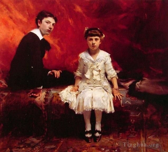 John Singer Sargent Oil Painting - Portrait of Edouard and MarieLoise Pailleron