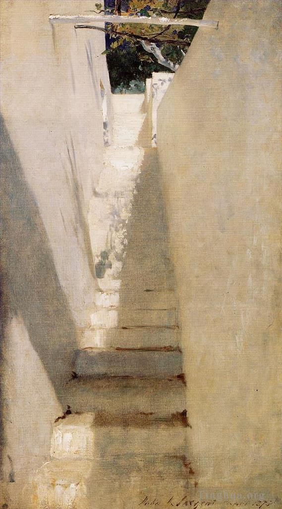 John Singer Sargent Oil Painting - Staircase in Capri