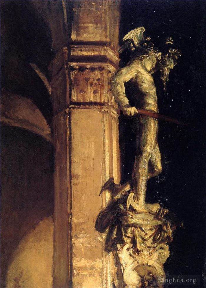 John Singer Sargent Oil Painting - Statue of Perseus by Night
