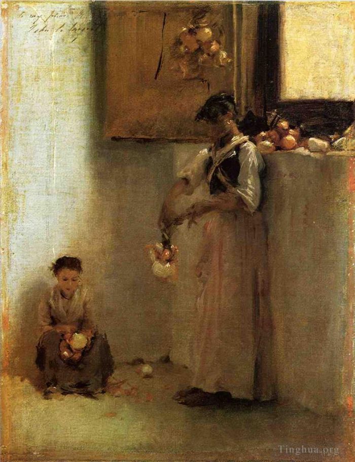 John Singer Sargent Oil Painting - Stringing Onions