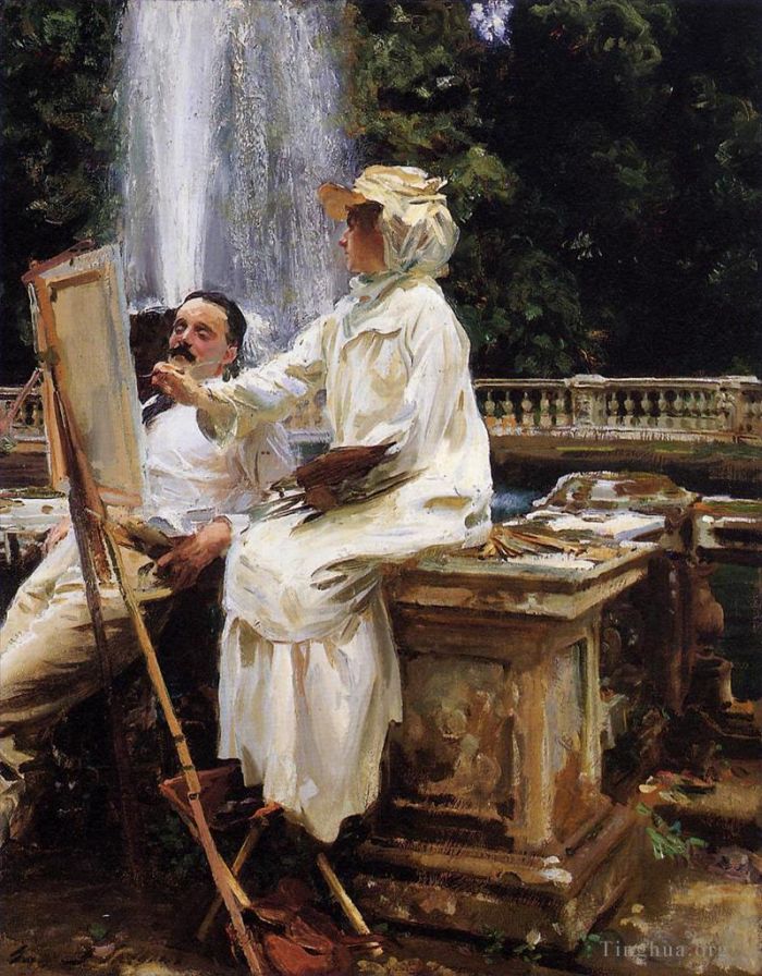 John Singer Sargent Oil Painting - The Fountain Villa Torlonia Frascati Italy