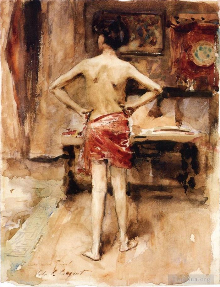 John Singer Sargent Oil Painting - The Model Interior with Standing Figure