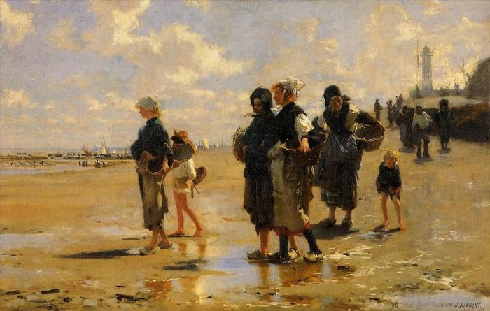 John Singer Sargent Oil Painting - The Oyster Gatherers of Cancale