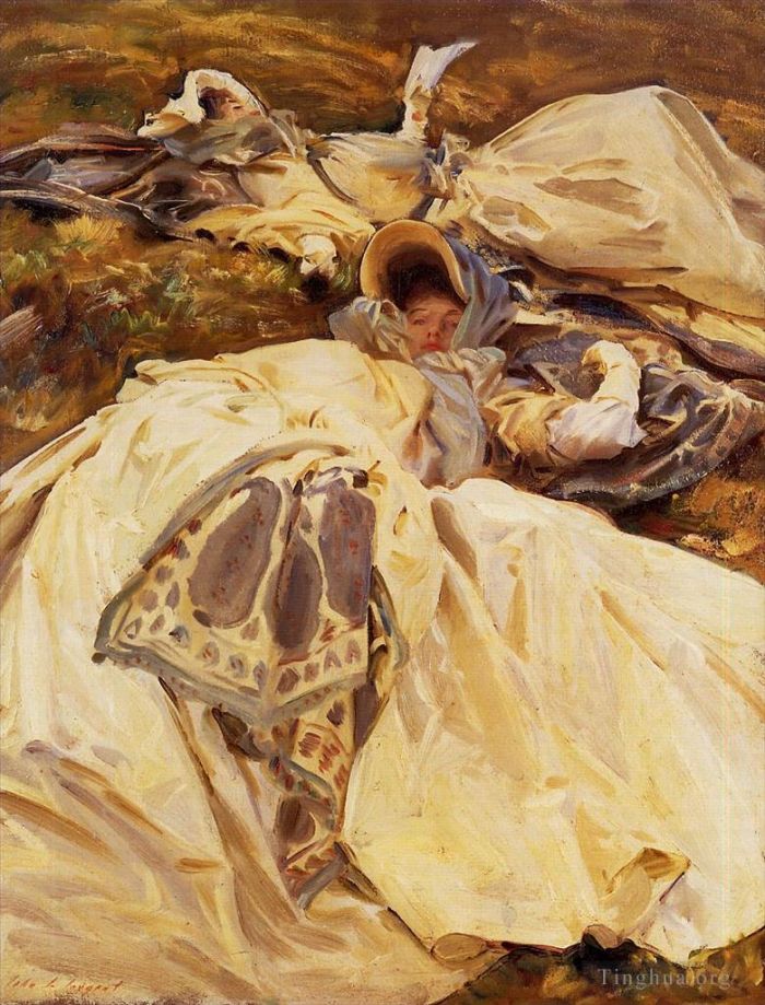 John Singer Sargent Oil Painting - Two Girls in White Dresses