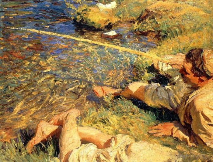John Singer Sargent Oil Painting - Val dAosta Man Fishing