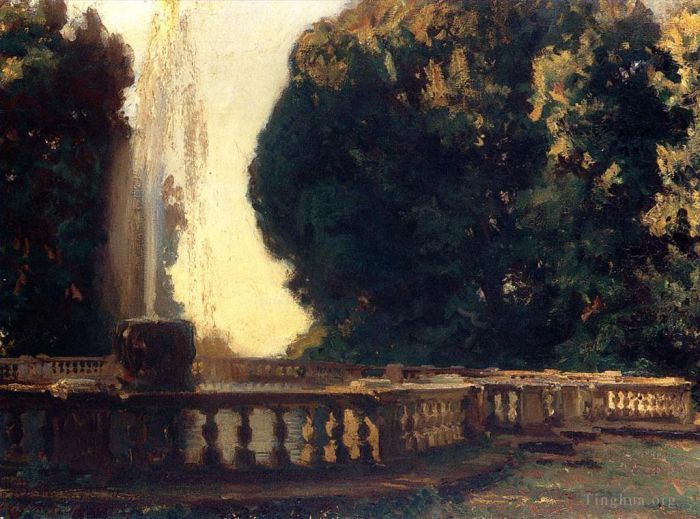 John Singer Sargent Oil Painting - Villa Torlonia Fountain