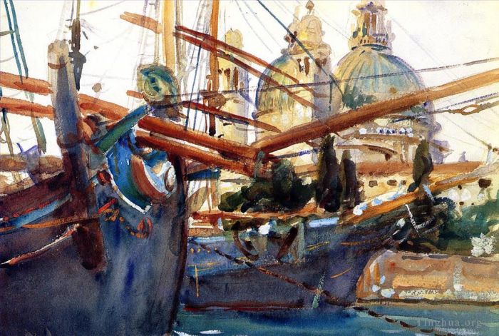 John Singer Sargent Various Paintings - Behind the Salute boat