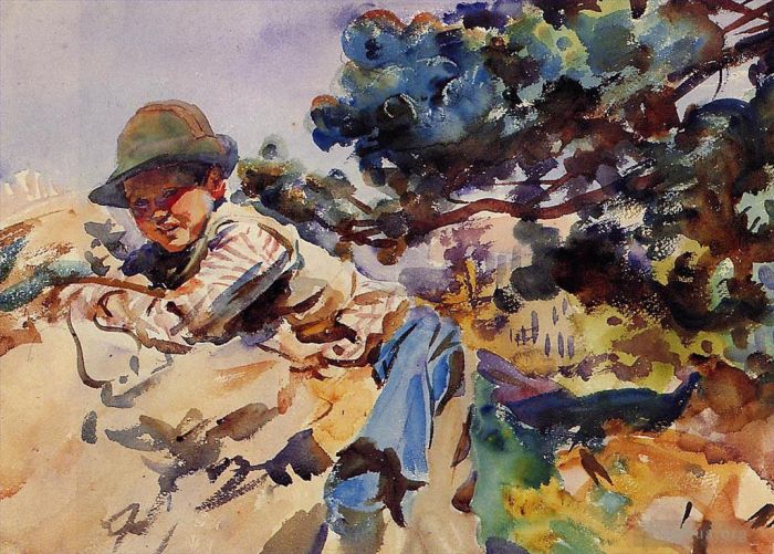 John Singer Sargent Various Paintings - Boy on a Rock