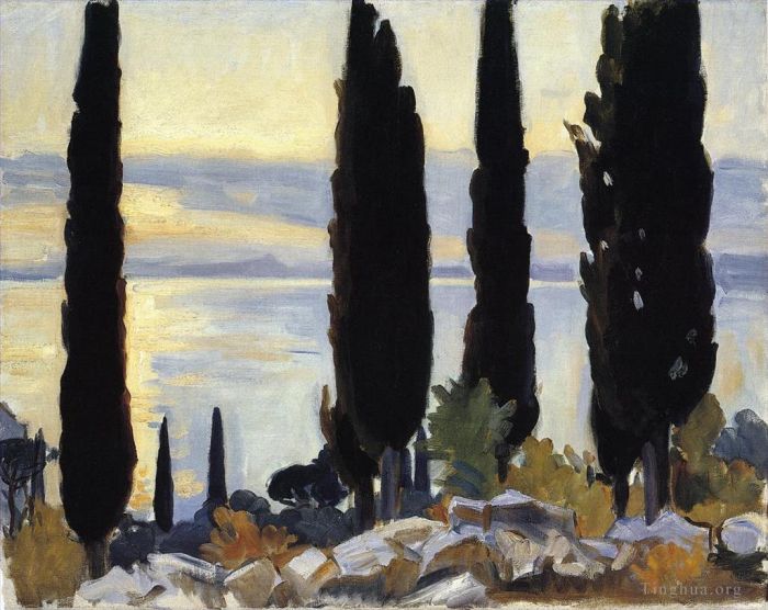 John Singer Sargent Various Paintings - Cypress Trees at San Vigilio