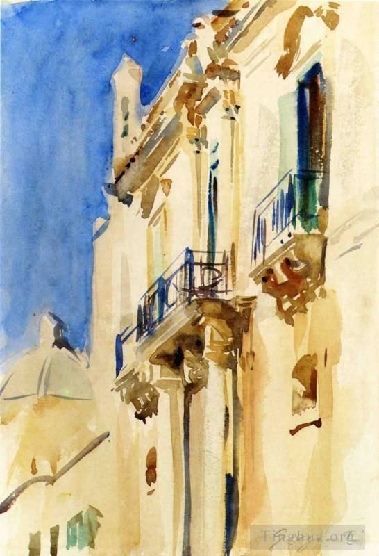 John Singer Sargent Various Paintings - Facade of a Palazzo Girgente Sicily