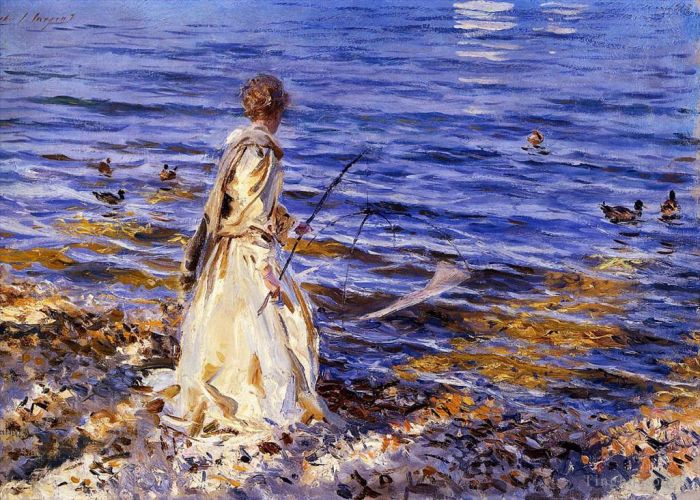 John Singer Sargent Various Paintings - Girl Fishing