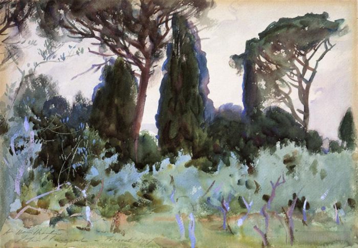 John Singer Sargent Various Paintings - Landscape near Florence
