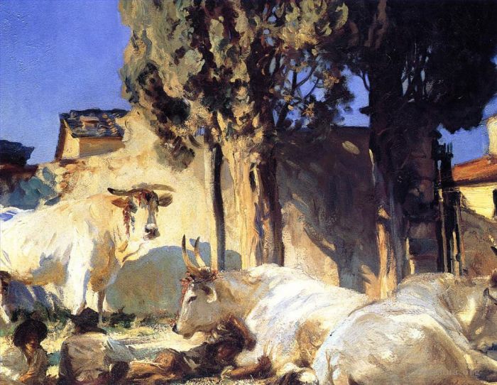 John Singer Sargent Various Paintings - Oxen Resting2