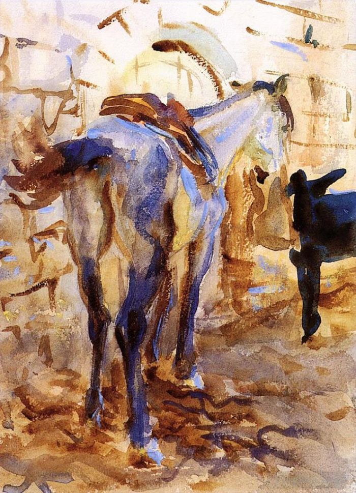 John Singer Sargent Various Paintings - Saddle Horse Palestine