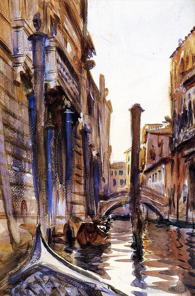 John Singer Sargent Various Paintings - Side Canal in Venice