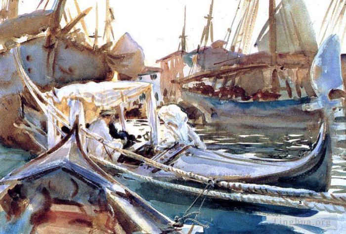 John Singer Sargent Various Paintings - Sketching on the Giudecca boat