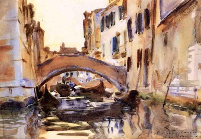 John Singer Sargent Various Paintings - Venetian Canal