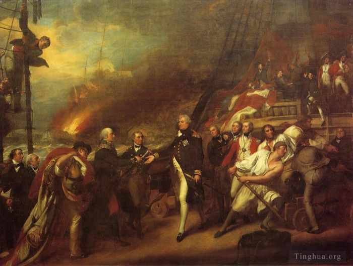 John Singleton Copley Oil Painting - The Victory of Lord Duncan aka Surrender of the Dutch Admiral De Winter